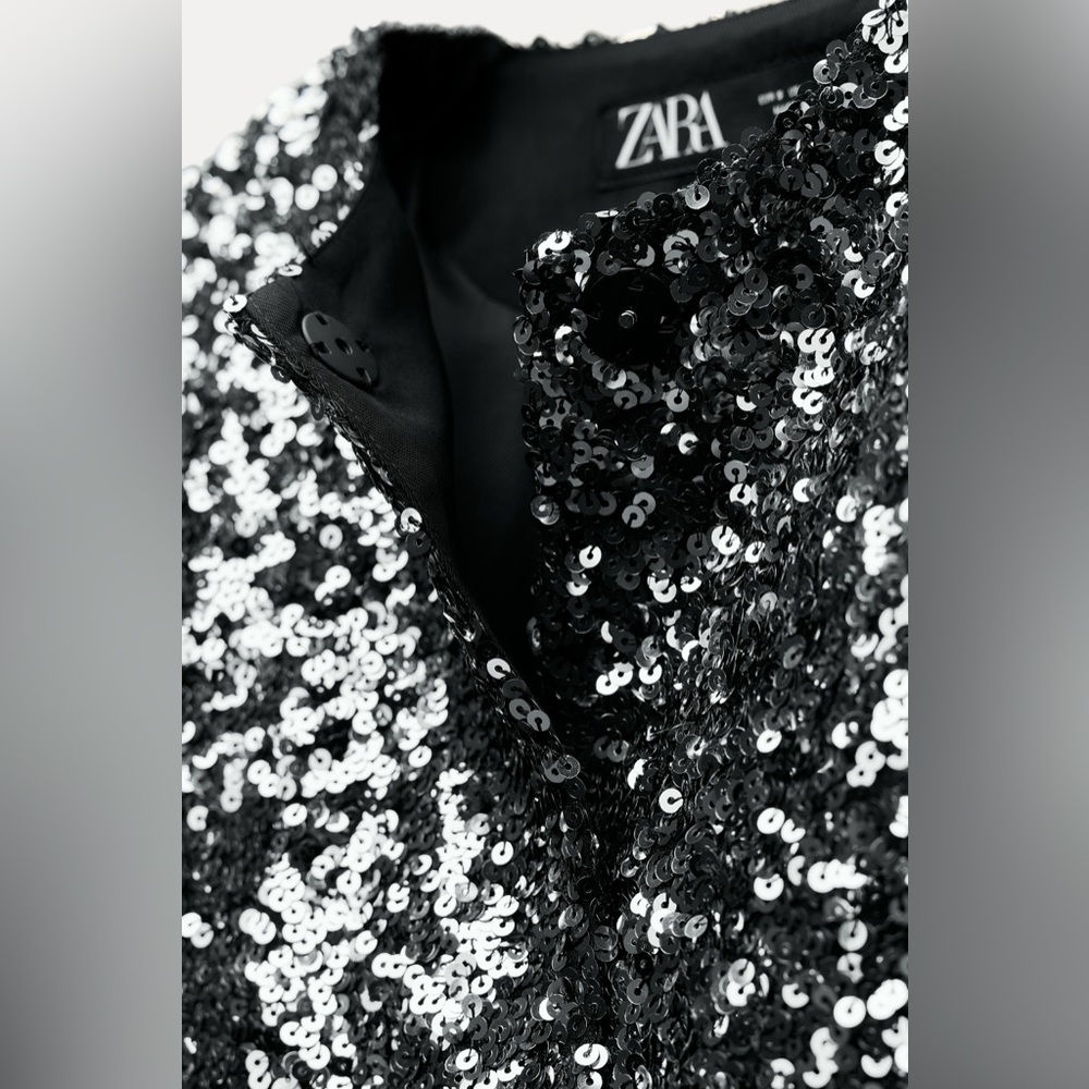 Zara Festive Sequin Jacket and Shorts in Silver and Black - Picture 15 of 16
